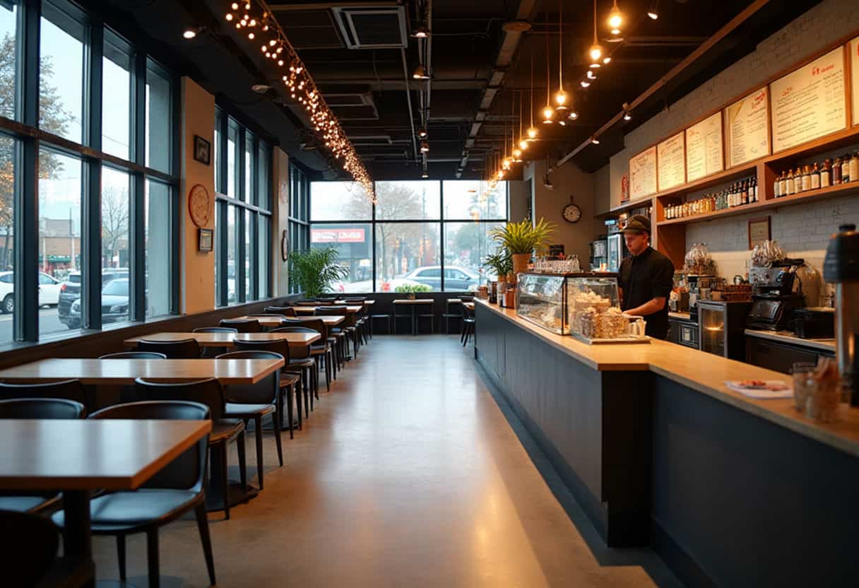 Empty coffee shop with no customers