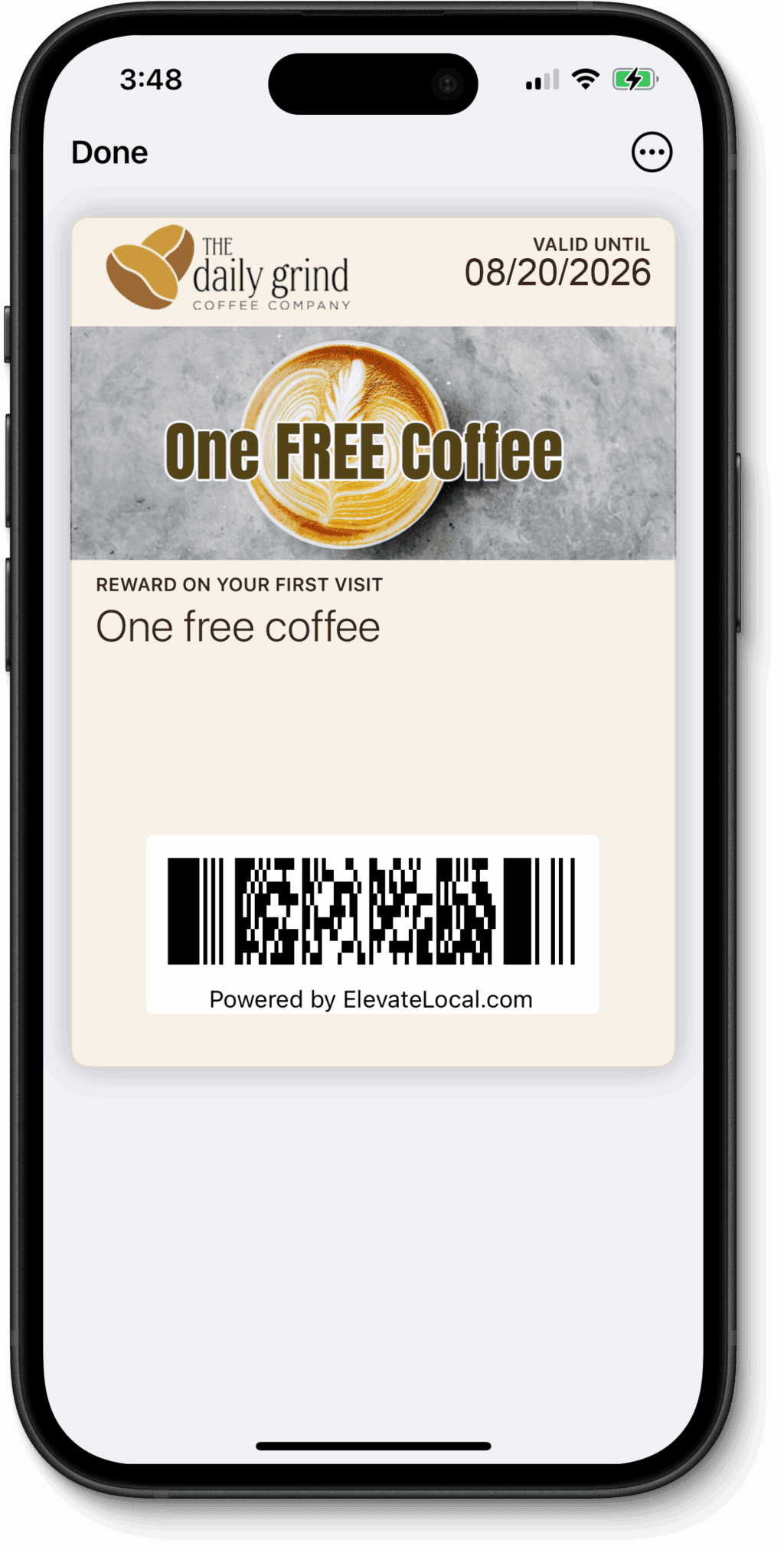 one-time coupon card